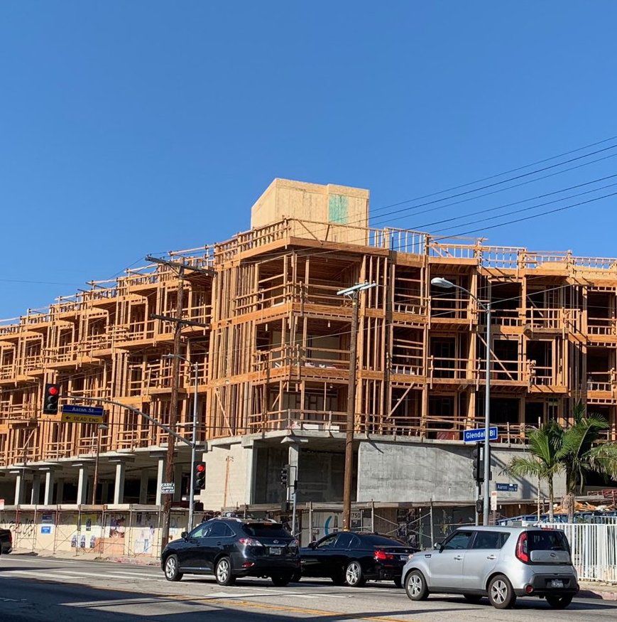 Apartments under construction at Glendale and Aaron in Echo Park